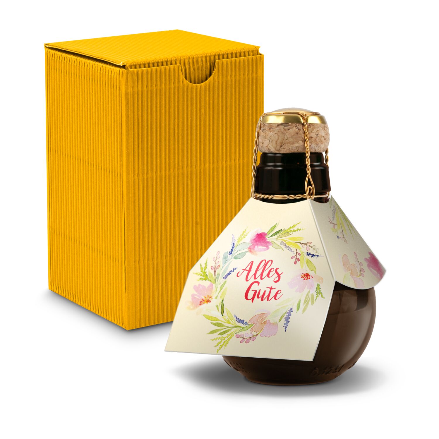 Kleinste Sektflasche der Welt! Alles Gute - Inklusive Geschenkkarton in Gelb, 125 ml
