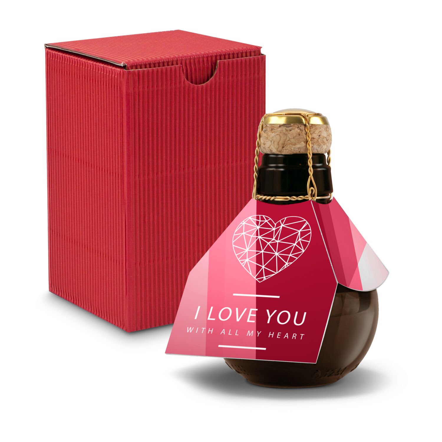 Kleinste Sektflasche der Welt! I love u - Inklusive Geschenkkarton in Rot, 125 ml
