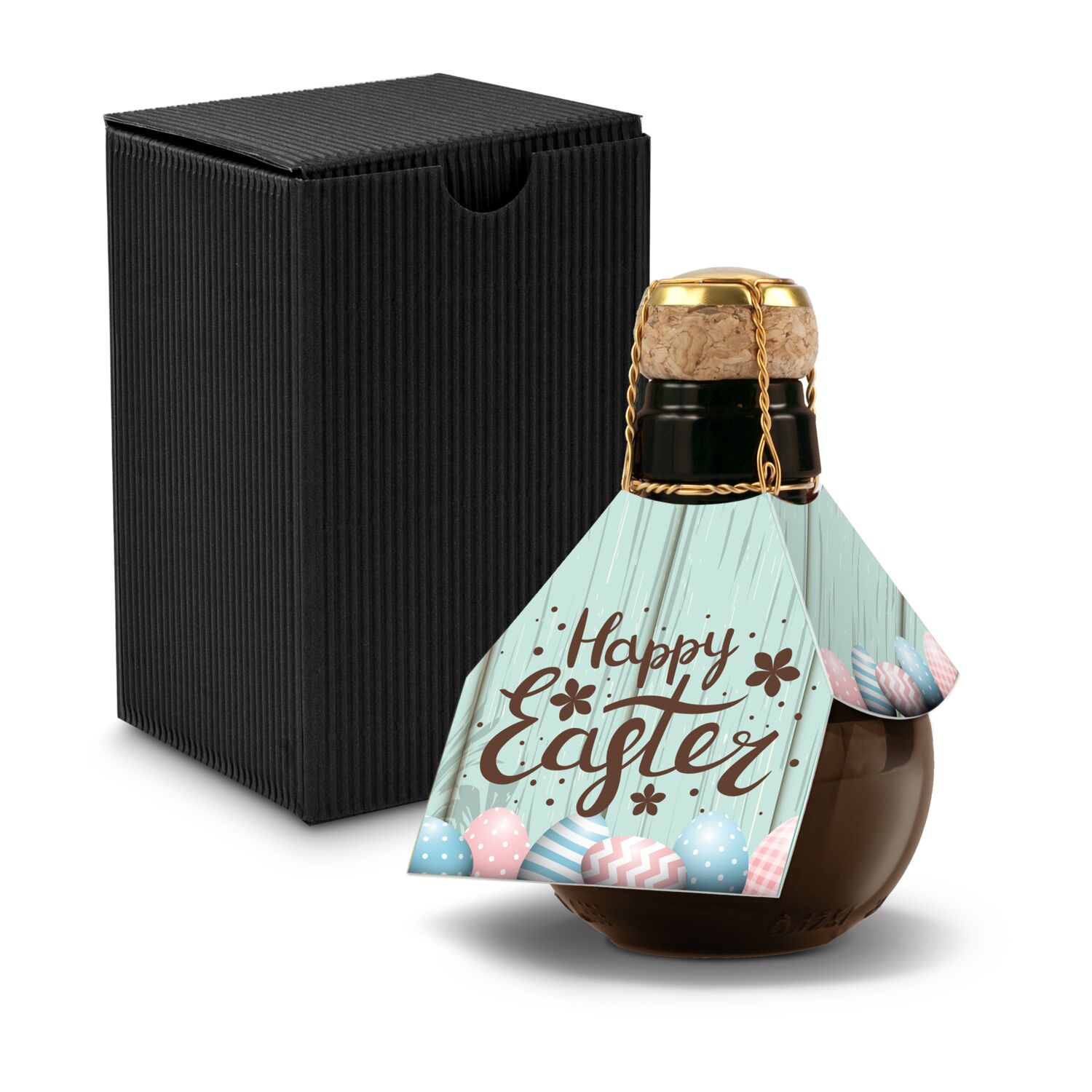 Kleinste Sektflasche der Welt! Happy Easter - Inklusive Geschenkkarton in Schwarz, 125 ml