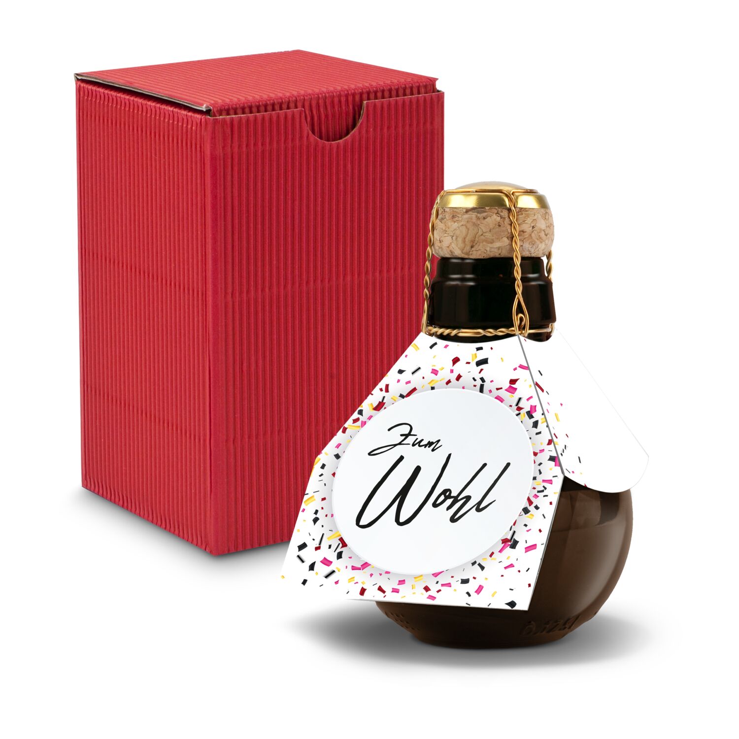 Kleinste Sektflasche der Welt! Zum Wohl - Inklusive Geschenkkarton in Rot, 125 ml