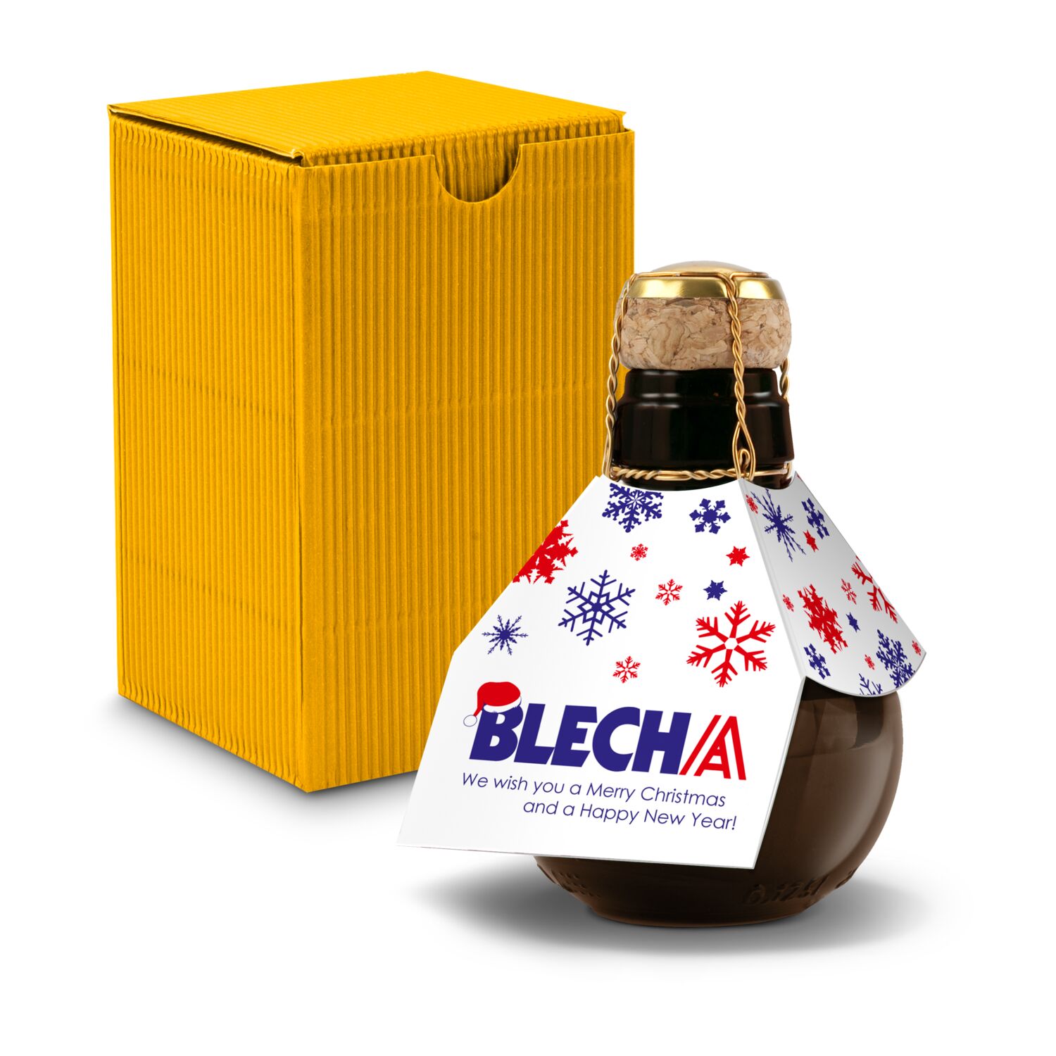 Kleinste Sektflasche der Welt! Eigendesign - Inklusive Geschenkkarton in Gelb, 125 ml