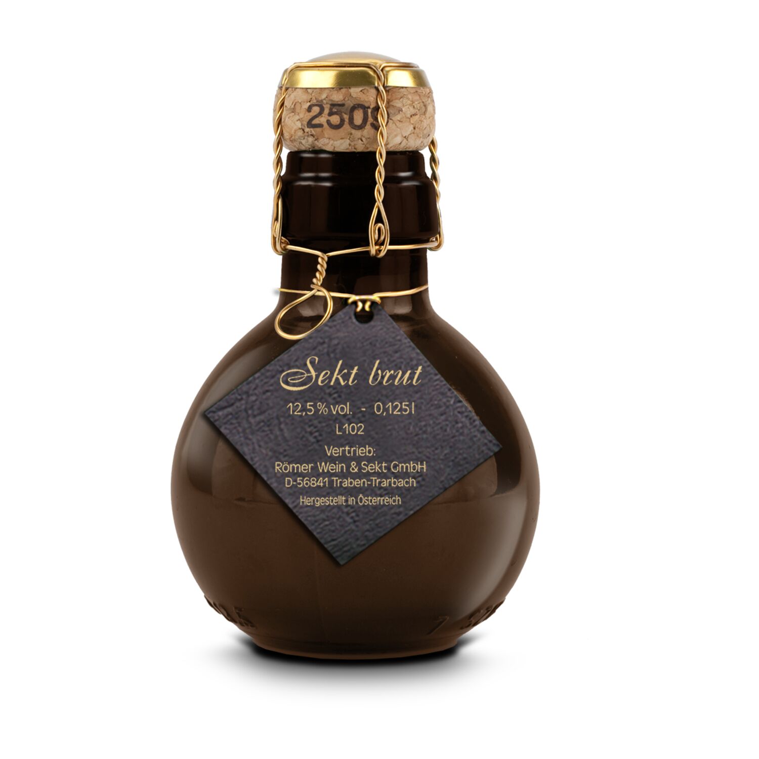 Kleinste Sektflasche der Welt! Anhänger in schwarz - Ohne Geschenkkarton, 125 ml