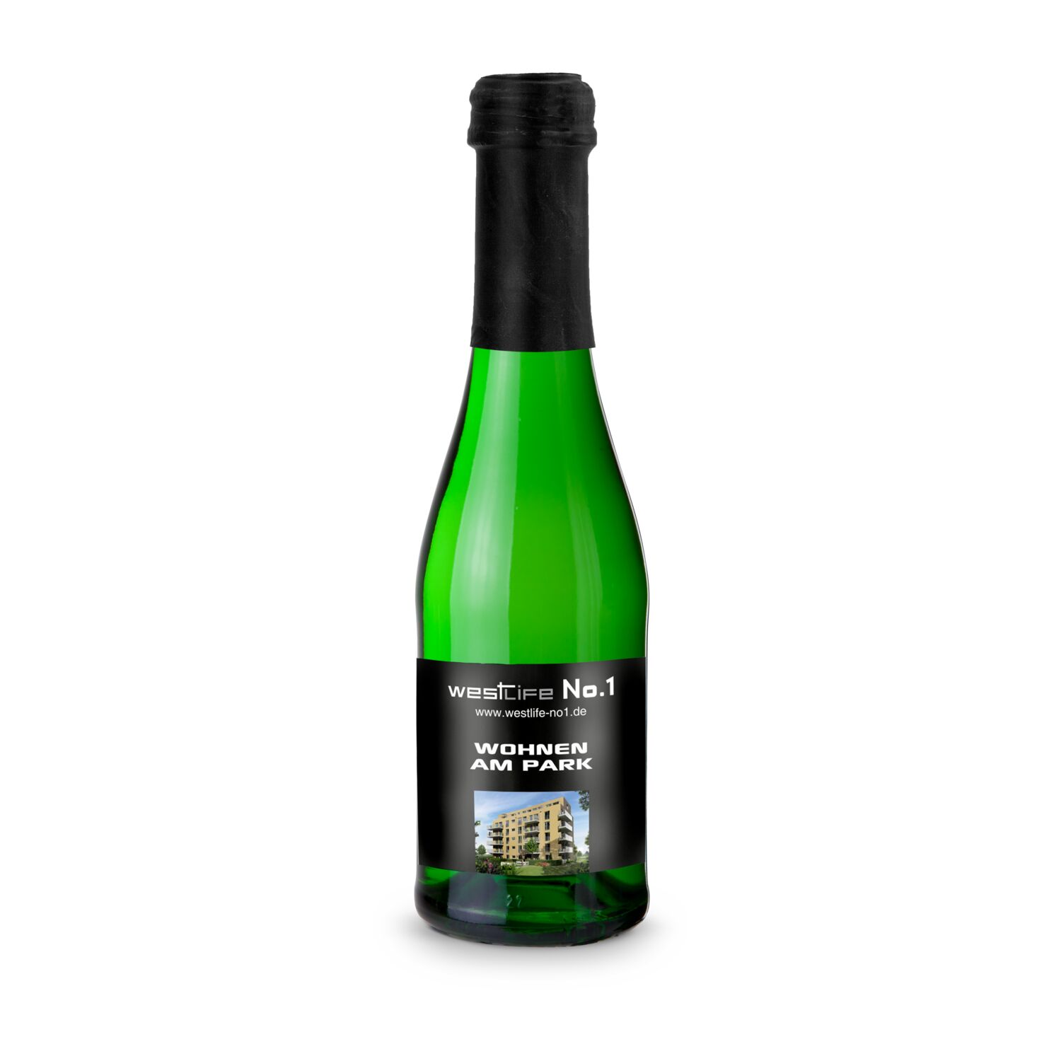 Sekt Cuvée Piccolo - Flasche grün - Kapselfarbe Schwarz, 0,2 l