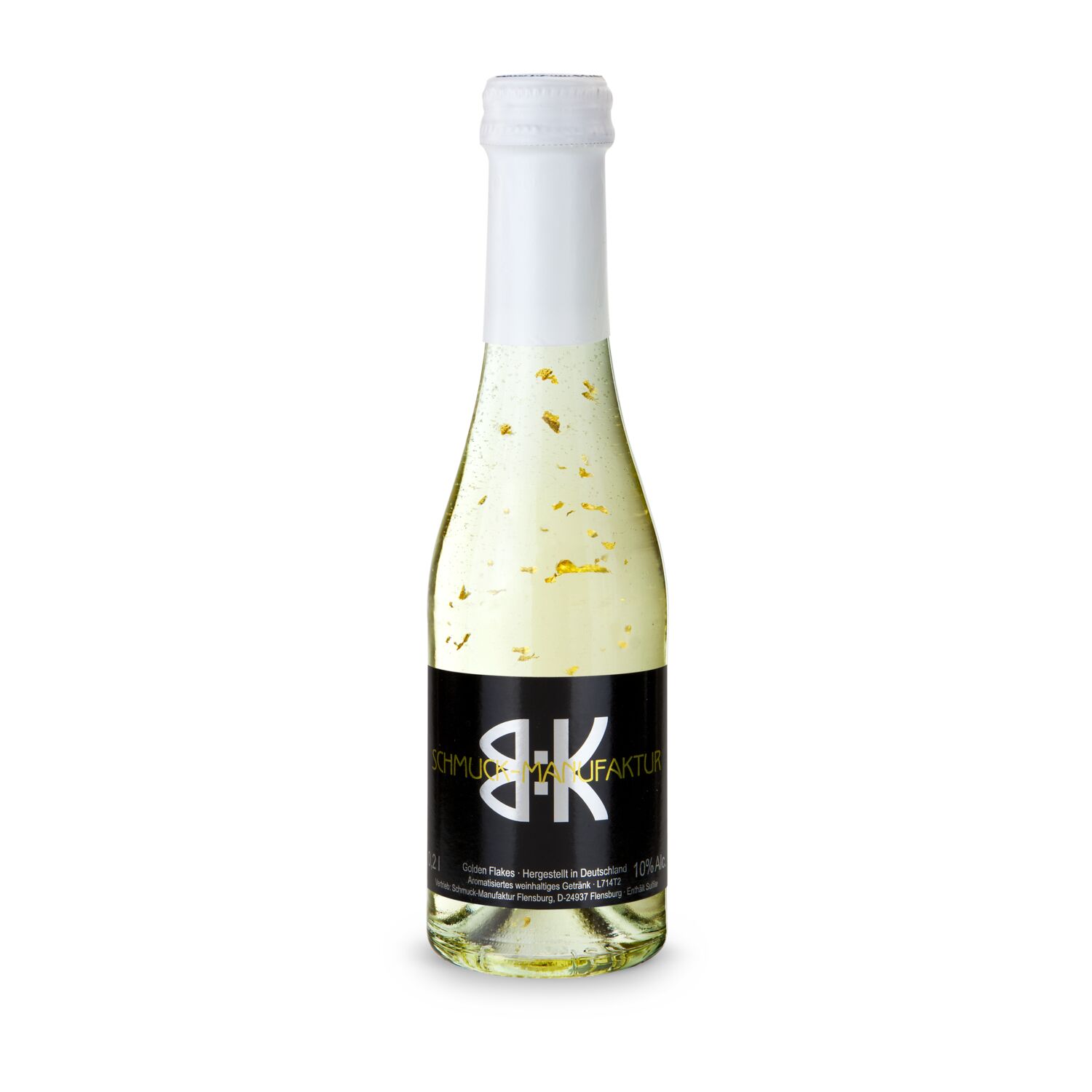 Piccolo Golden Flakes - Flasche klar - Kapselfarbe Weiß, 0,2 l