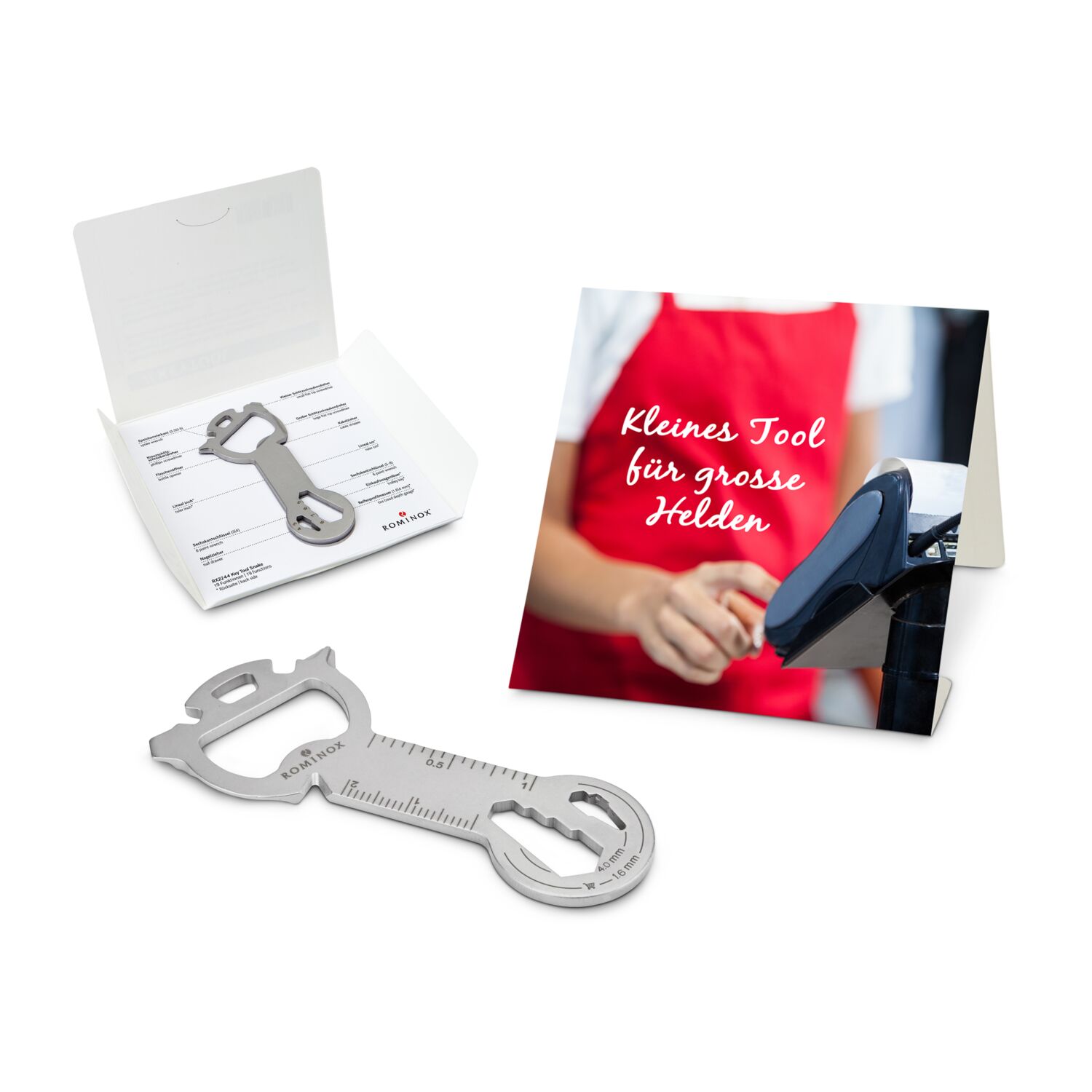 Geschenkartikel: ROMINOX® Key Tool Snake (19 Funktionen) im Motiv-Mäppchen Große Helden (Einzelhandel)