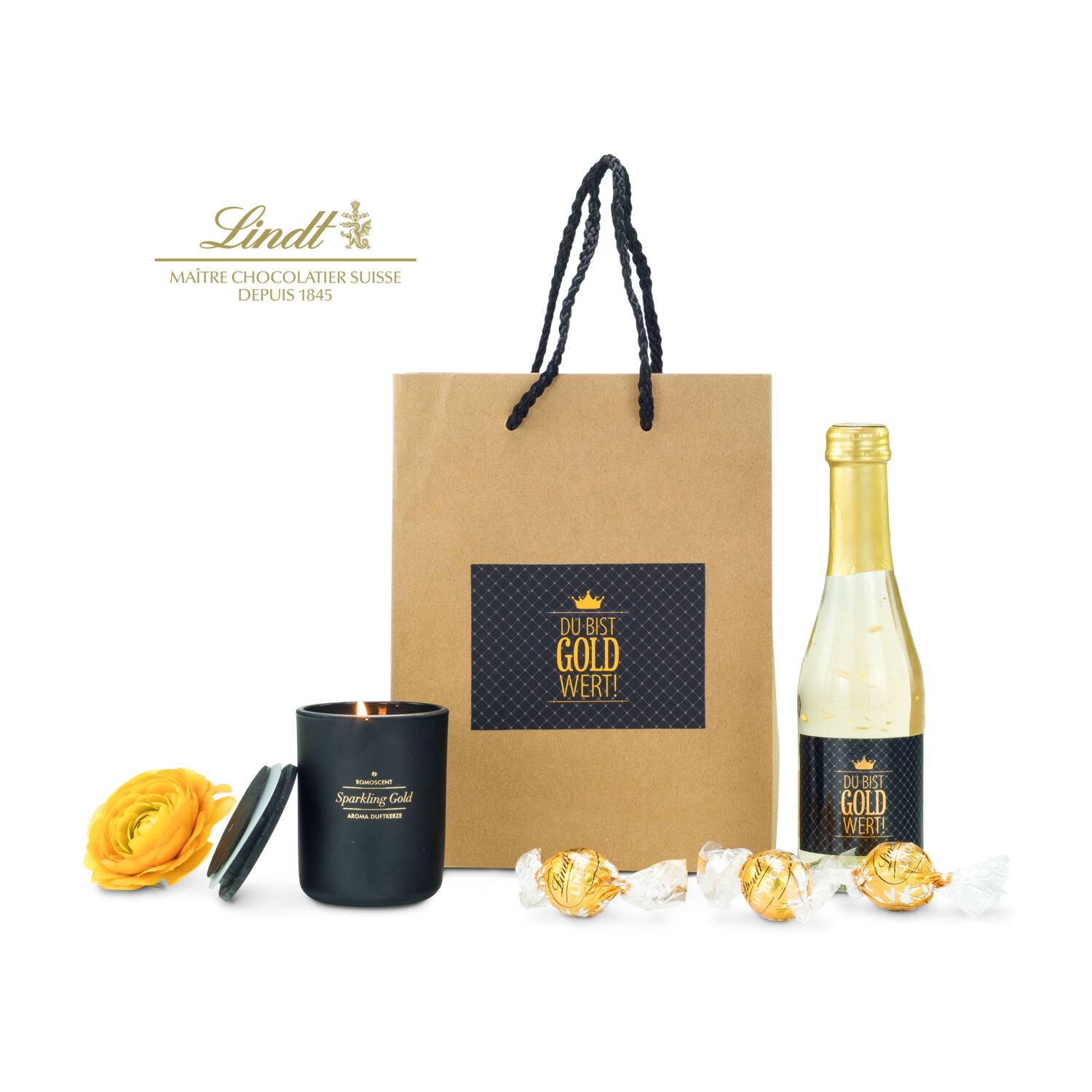 Geschenkset / Präsenteset: Du bist Gold wert Tüte