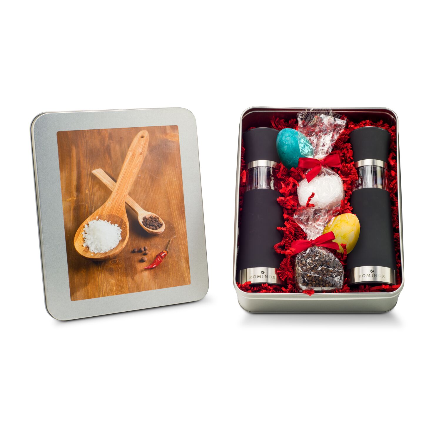 Geschenkset / Präsenteset: Oster Salz- & Pfeffermühlen Set - in Silberdose
