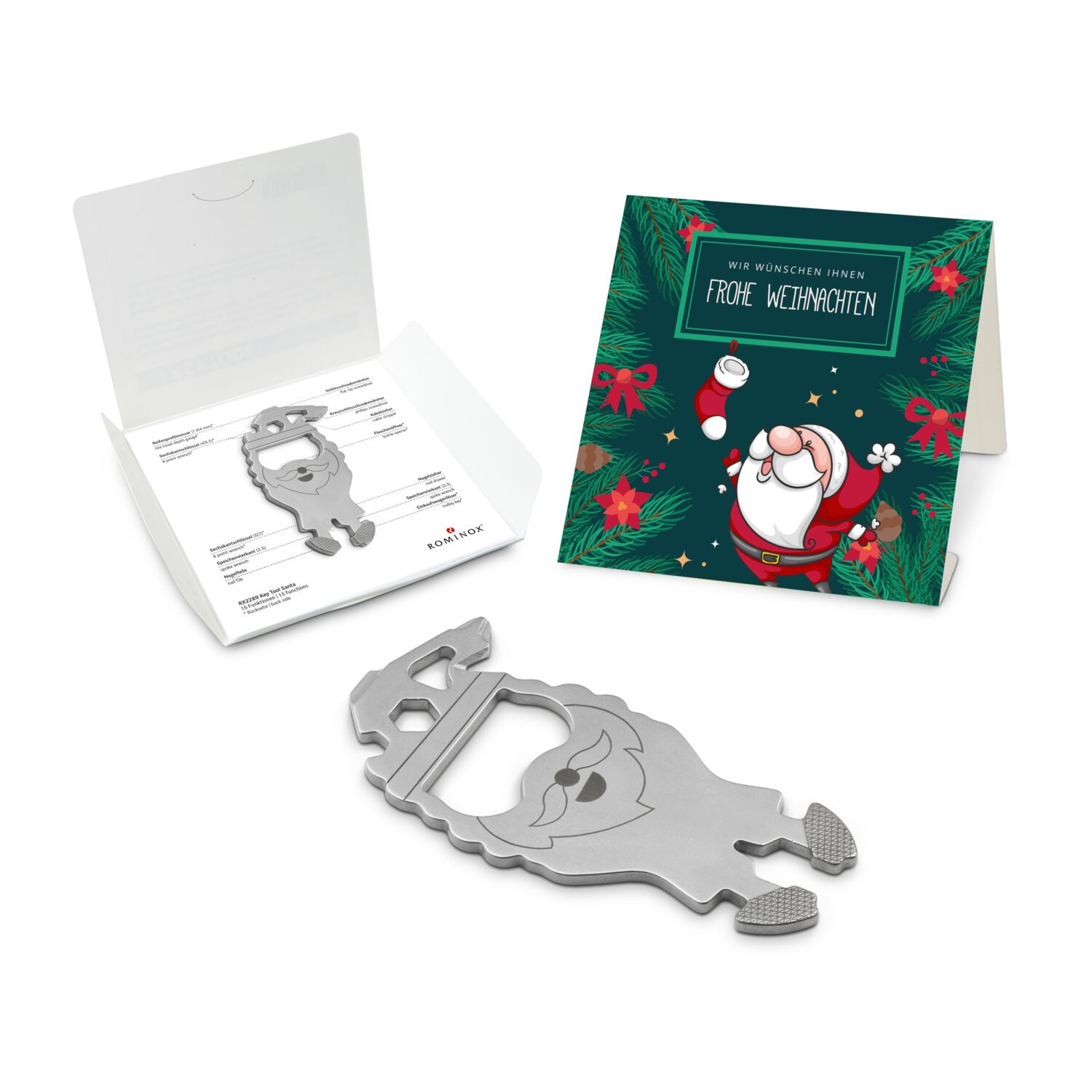 Geschenkartikel: ROMINOX® Key Tool Santa / Weihnachtsmann (16 Funktionen) im Motiv-Mäppchen Frohe Weihnachten