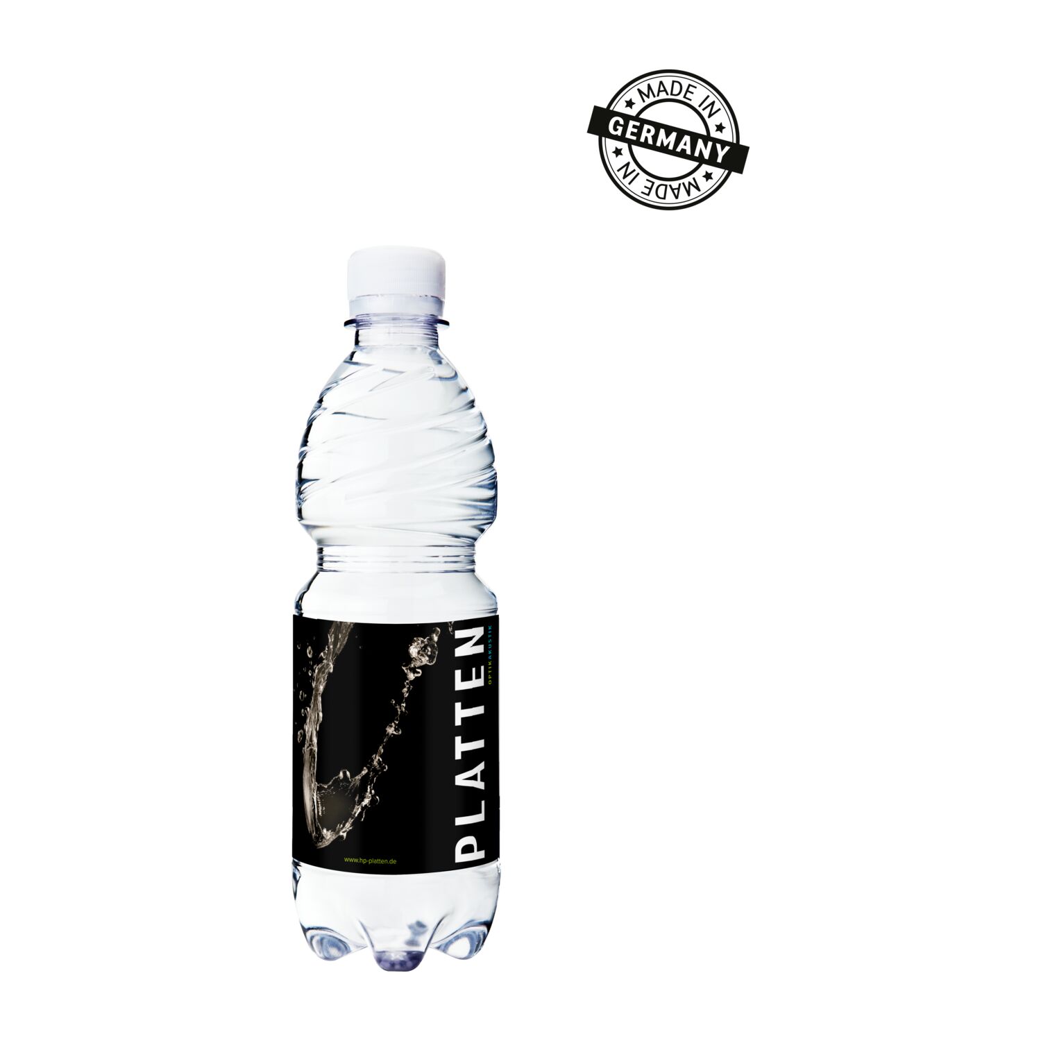 500 ml PromoWater - Mineralwasser mit Kohlensäure, Hergestellt in Deutschland - Folien-Etikett